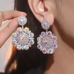 New Luxury Blue Colorful Long Tassel Earrings for Women Bridal Dangle Earrings Full Rhinestone Party Earring Wedding