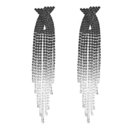 New Luxury Blue Colorful Long Tassel Earrings for Women Bridal Dangle Earrings Full Rhinestone Party Earring Wedding