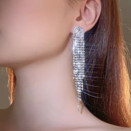 New Luxury Blue Colorful Long Tassel Earrings for Women Bridal Dangle Earrings Full Rhinestone Party Earring Wedding