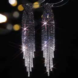 New Luxury Blue Colorful Long Tassel Earrings for Women Bridal Dangle Earrings Full Rhinestone Party Earring Wedding