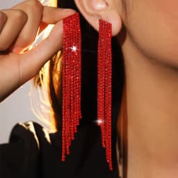 New Luxury Blue Colorful Long Tassel Earrings for Women Bridal Dangle Earrings Full Rhinestone Party Earring Wedding