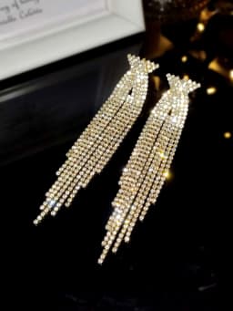 New Luxury Blue Colorful Long Tassel Earrings for Women Bridal Dangle Earrings Full Rhinestone Party Earring Wedding