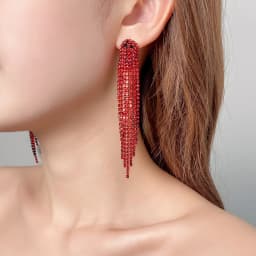 New Luxury Blue Colorful Long Tassel Earrings for Women Bridal Dangle Earrings Full Rhinestone Party Earring Wedding
