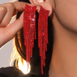 New Luxury Blue Colorful Long Tassel Earrings for Women Bridal Dangle Earrings Full Rhinestone Party Earring Wedding