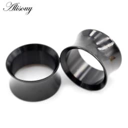 Alisouy 2pcs Stainless Steel Hollow No-Screw Flare Ear Tunnels Plugs Expander Stretcher Gauges Earrings Body Piercing Jewelry