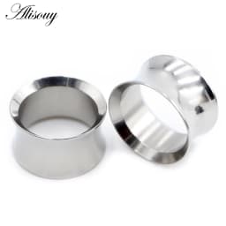 Alisouy 2pcs Stainless Steel Hollow No-Screw Flare Ear Tunnels Plugs Expander Stretcher Gauges Earrings Body Piercing Jewelry