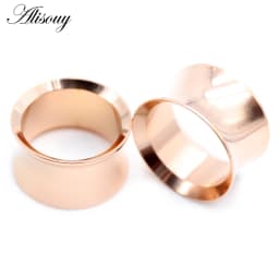 Alisouy 2pcs Stainless Steel Hollow No-Screw Flare Ear Tunnels Plugs Expander Stretcher Gauges Earrings Body Piercing Jewelry