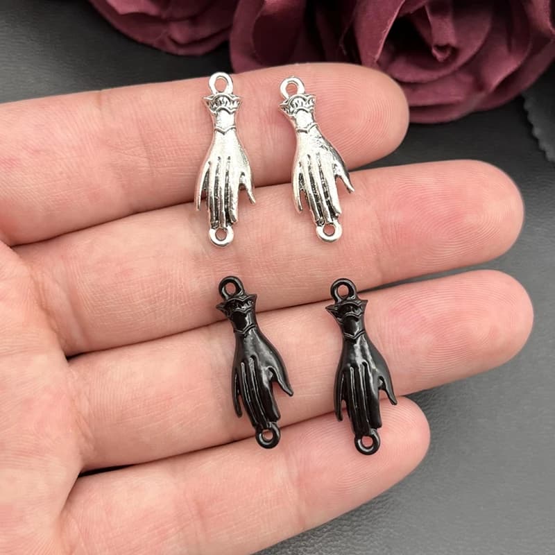 10pcs 28x10mm Retro Victorian Gloved Hand Connector,Edwardian Ox 2 Loop Link Findings DIY Jewelry Accessories