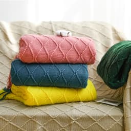 Green Knitted Throw Blanket for Beds with Tassel Gray Blue Solid Textured Plaid Sofa Cover Nordic Bed End Decor Soft Nap Blanket