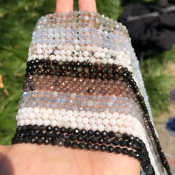 Natural Stone Faceted Labradorite Moonstone Obsidian Small Waist Beads for Beadwork DIY Jewelry Making Bracelet Accessories