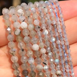 Natural Stone Faceted Labradorite Moonstone Obsidian Small Waist Beads for Beadwork DIY Jewelry Making Bracelet Accessories