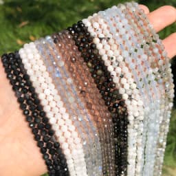 Natural Stone Faceted Labradorite Moonstone Obsidian Small Waist Beads for Beadwork DIY Jewelry Making Bracelet Accessories
