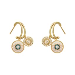 2025 New Classic Round Shell Flower Pendant Earrings Korea Luxury Jewelry Wedding Party Temperament For Womans Accessories Gift