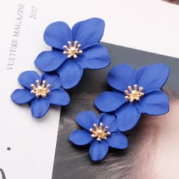 New Blue Color Dangle Earring for Women Round Metal Flower Leaf Crystal Gem Star Brincos Sweet Wedding Party Jewelry Xmas Gift