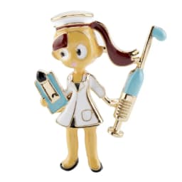 Cute White Nurse Brooch Lovely Doctor Hospital Medical Stethoscope Badge Lapel Pins Brooches Jewelry Accessory Holiday Gift