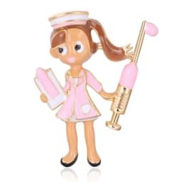 Cute White Nurse Brooch Lovely Doctor Hospital Medical Stethoscope Badge Lapel Pins Brooches Jewelry Accessory Holiday Gift
