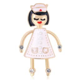Cute White Nurse Brooch Lovely Doctor Hospital Medical Stethoscope Badge Lapel Pins Brooches Jewelry Accessory Holiday Gift