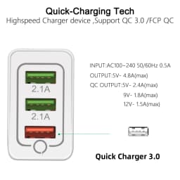 Fast 3 USB Charger Quick Charge 3.0 Fast USB Wall Charger Portable Mobile Charger QC 3.0 Adapter for Xiaomi iPhone X EU US Plug