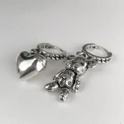 2pcs Antique Silver-plated Earrings For Both Men And Women Vintage Style Asymmetric Unique Bear Pendant Jewelry