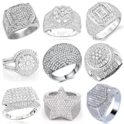 Ofertas Hip Hop Style Trendy Men Women Rings Copper Ring Iced Out Bling Pave Cubic Zirconia Geometry Ring Charms