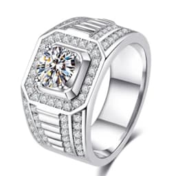 Ofertas Hip Hop Style Trendy Men Women Rings Copper Ring Iced Out Bling Pave Cubic Zirconia Geometry Ring Charms