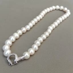 KKGEM 17' 10-11mm White Round Freshwater Pearl Strand Choker Necklace
