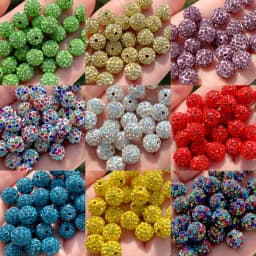 10pcs 6/8/10mm Czech Crystal Rhinestones Pave Disco Ball Clay Beads Round Spacer Beads Charms for DIY Jewelry Making Bracelet
