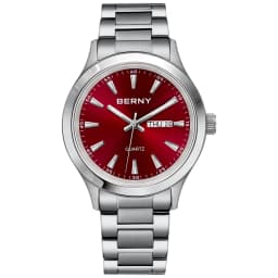 BERNY Men Quartz Watch  Fashion Texture Wristwatch for Men Ultra Thin Men Watch Calendar Luminous Stainless Steel Dress Watches