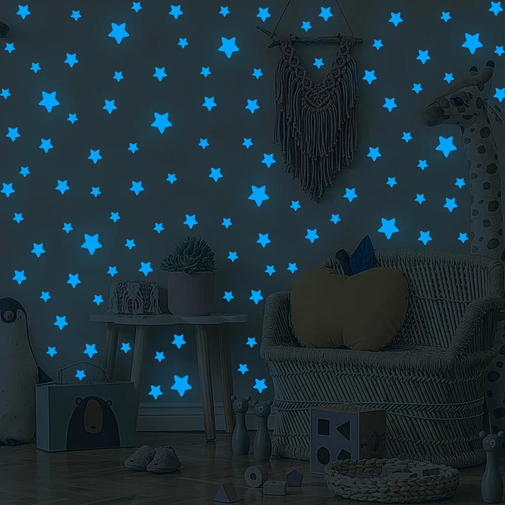 100pcs Luminous Wall Stickers Glow In The Dark Stars Sticker Decals for Kids Baby Rooms Colorful Fluorescent Stickers Home Decor