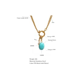 Yhpup Stainless Steel Blue Natural Stone Star Chain Collar Necklace Waterproof Jewelry Delicate Charm Collier for Women