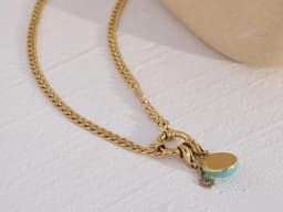 Yhpup Stainless Steel Blue Natural Stone Star Chain Collar Necklace Waterproof Jewelry Delicate Charm Collier for Women