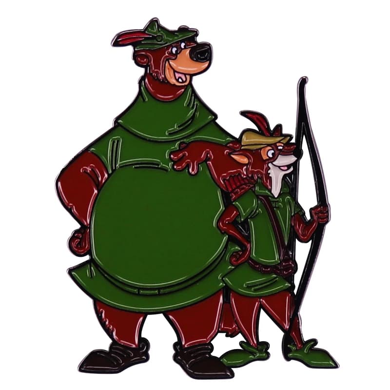 Huge Warrior Little John and Robbin Hood Enamel Pin Classic Cartoon Fox Bear Badge Backpack Decoration Jewelry