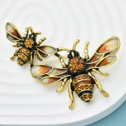 Wuli&baby Vintage Bees Brooches For Women Men Rhinestone Enamel Insects Casual Party Brooch Pin Gifts