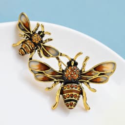 Wuli&baby Vintage Bees Brooches For Women Men Rhinestone Enamel Insects Casual Party Brooch Pin Gifts