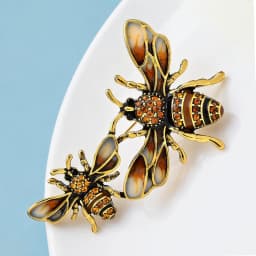 Wuli&baby Vintage Bees Brooches For Women Men Rhinestone Enamel Insects Casual Party Brooch Pin Gifts