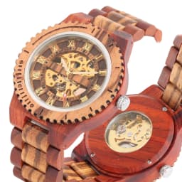 Top Brand Luxury Mens Watches Round Automatic Watch for Men Fashion Wood Clock Adjustable Wooden Bracelet Mechanical Wristwatch