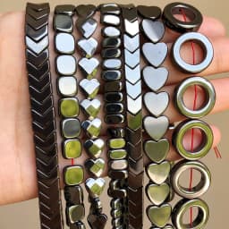 Natural Stone Hematite Beads Flat Round Disc Oval Heart Square Circle Loose Spacer Beads For Necklace Bracelet Making