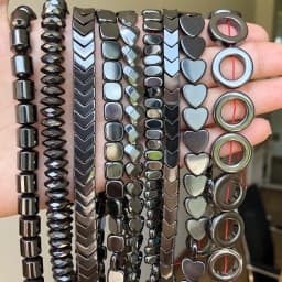 Natural Stone Hematite Beads Flat Round Disc Oval Heart Square Circle Loose Spacer Beads For Necklace Bracelet Making