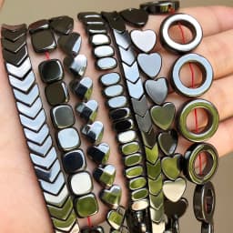 Natural Stone Hematite Beads Flat Round Disc Oval Heart Square Circle Loose Spacer Beads For Necklace Bracelet Making