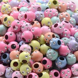 IYOE 50pcs 7x8mm Mix Acrylic Shiny Beads Crystal Big Hole Spacer Beads For Making Bracelet Necklace DIY Jewelry Findings