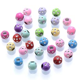 IYOE 50pcs 7x8mm Mix Acrylic Shiny Beads Crystal Big Hole Spacer Beads For Making Bracelet Necklace DIY Jewelry Findings