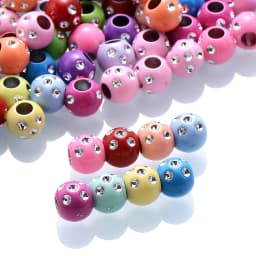 IYOE 50pcs 7x8mm Mix Acrylic Shiny Beads Crystal Big Hole Spacer Beads For Making Bracelet Necklace DIY Jewelry Findings