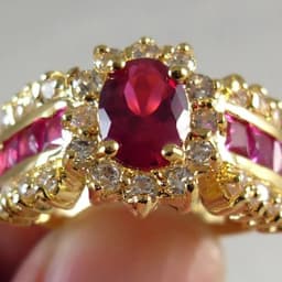 Luxurious Blue Red Zircon Fashion Men's and Women's Rings Gold Color Anniversary Unisex Jewelry Wedding Rings Wholesale