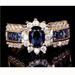 Luxurious Blue Red Zircon Fashion Men's and Women's Rings Gold Color Anniversary Unisex Jewelry Wedding Rings Wholesale