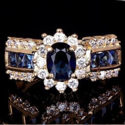 Luxurious Blue Red Zircon Fashion Men's and Women's Rings Gold Color Anniversary Unisex Jewelry Wedding Rings Wholesale