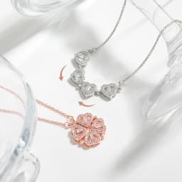 CARLIDANA Transform Luxury Four Leaf Clover Pendant Necklace Crystal Gold Color Heart Love Jewelry for Women Gift