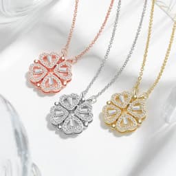 CARLIDANA Transform Luxury Four Leaf Clover Pendant Necklace Crystal Gold Color Heart Love Jewelry for Women Gift