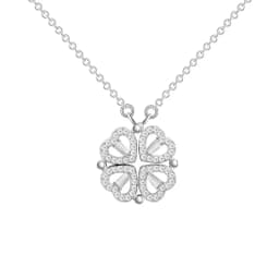 CARLIDANA Transform Luxury Four Leaf Clover Pendant Necklace Crystal Gold Color Heart Love Jewelry for Women Gift