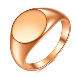 Women Signet Ring Polished Seal Chunky Oval Width Ring Stainless Steel Simple Punk Fashion Jewelry Accessories