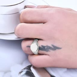 Women Signet Ring Polished Seal Chunky Oval Width Ring Stainless Steel Simple Punk Fashion Jewelry Accessories